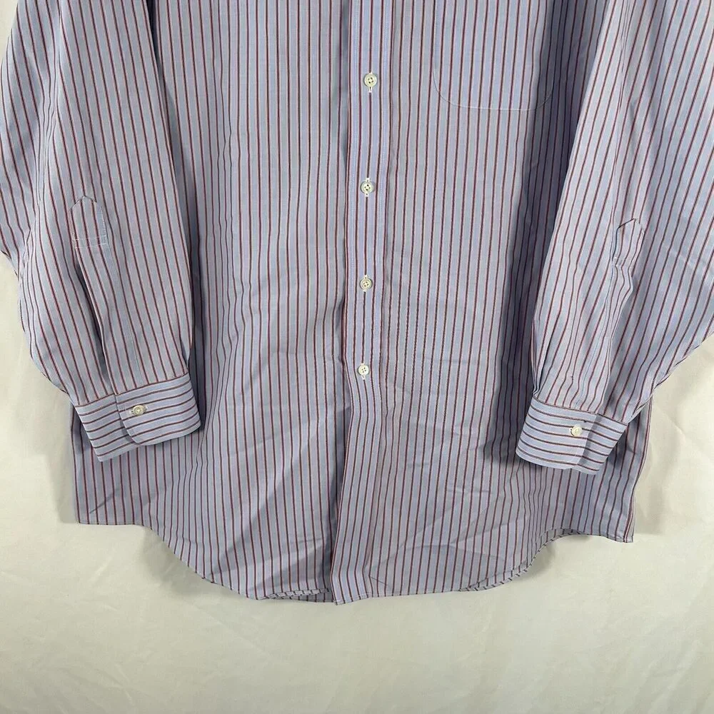 Brooks Brothers Dress Shirt Men's 16.5 32 Blue Striped Madison Button Up Long Sl